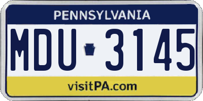 PA license plate MDU3145