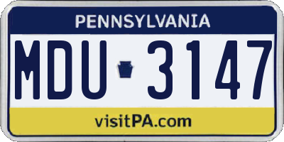 PA license plate MDU3147