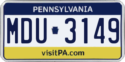 PA license plate MDU3149