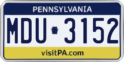 PA license plate MDU3152