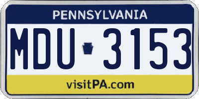 PA license plate MDU3153