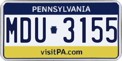 PA license plate MDU3155