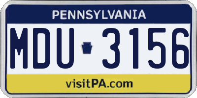 PA license plate MDU3156