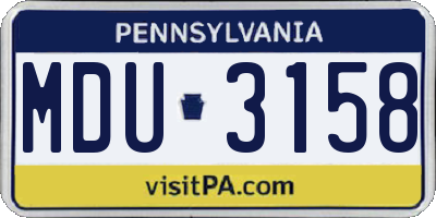 PA license plate MDU3158