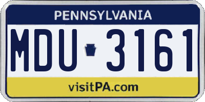 PA license plate MDU3161