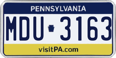 PA license plate MDU3163