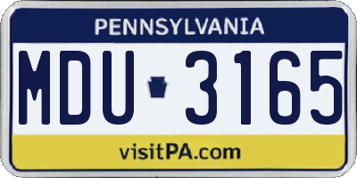 PA license plate MDU3165