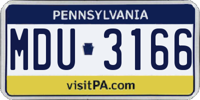 PA license plate MDU3166