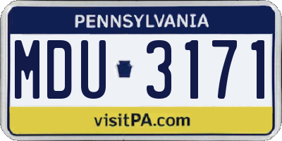 PA license plate MDU3171