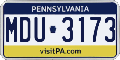 PA license plate MDU3173