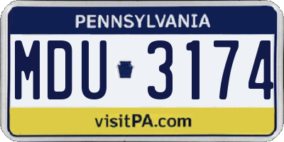 PA license plate MDU3174