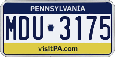 PA license plate MDU3175