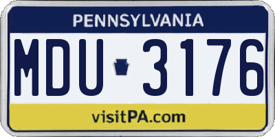 PA license plate MDU3176