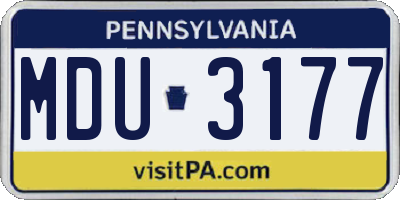 PA license plate MDU3177