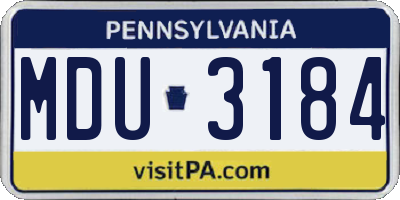 PA license plate MDU3184