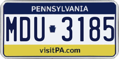 PA license plate MDU3185