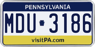 PA license plate MDU3186
