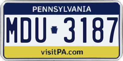PA license plate MDU3187