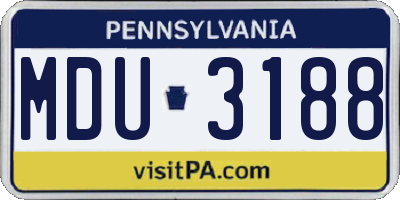 PA license plate MDU3188