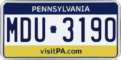 PA license plate MDU3190