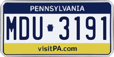 PA license plate MDU3191