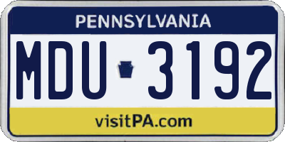 PA license plate MDU3192
