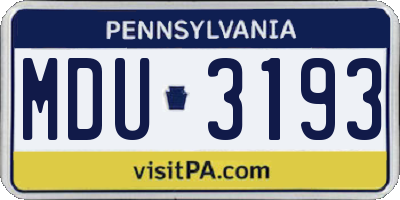 PA license plate MDU3193