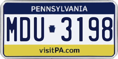 PA license plate MDU3198