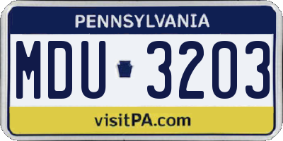 PA license plate MDU3203