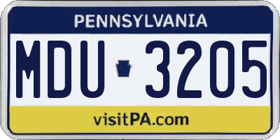 PA license plate MDU3205