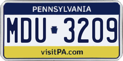 PA license plate MDU3209