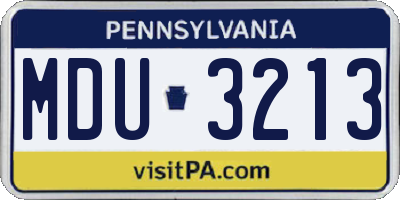 PA license plate MDU3213