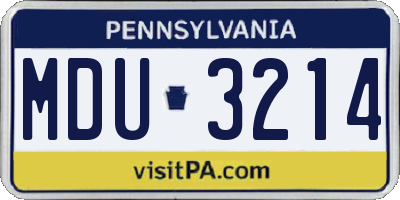 PA license plate MDU3214