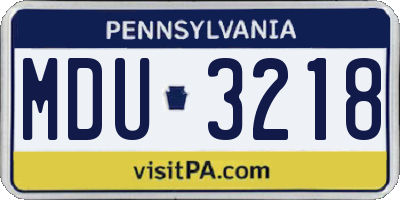 PA license plate MDU3218