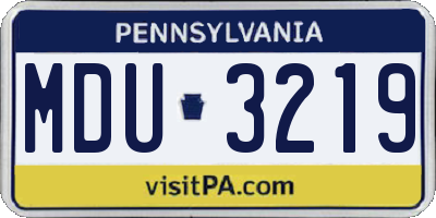 PA license plate MDU3219
