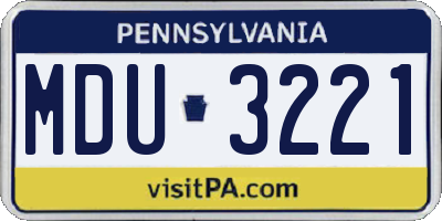 PA license plate MDU3221