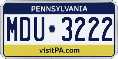 PA license plate MDU3222