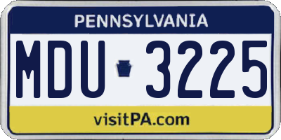 PA license plate MDU3225
