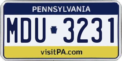 PA license plate MDU3231