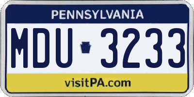 PA license plate MDU3233