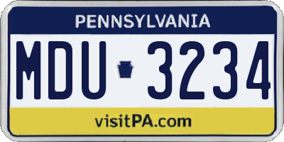 PA license plate MDU3234