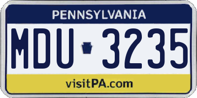 PA license plate MDU3235
