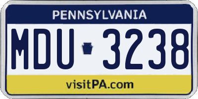 PA license plate MDU3238