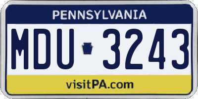 PA license plate MDU3243