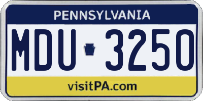 PA license plate MDU3250