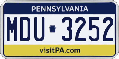 PA license plate MDU3252