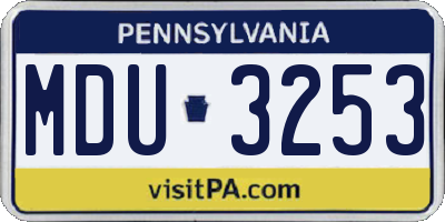 PA license plate MDU3253