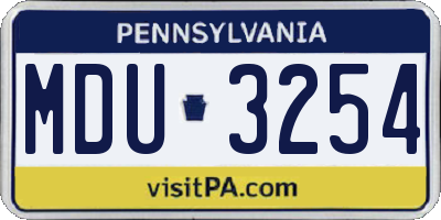 PA license plate MDU3254