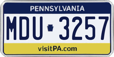 PA license plate MDU3257