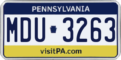 PA license plate MDU3263